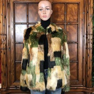 Adrienne Landau Premium Pelt Modern Couture Camouflage Faux Fur Coat